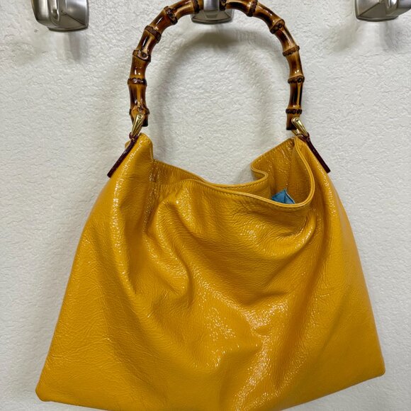 Frances Valentine Muriel Bag Crinkle Patent Canary Yellow - Picture 6 of 7